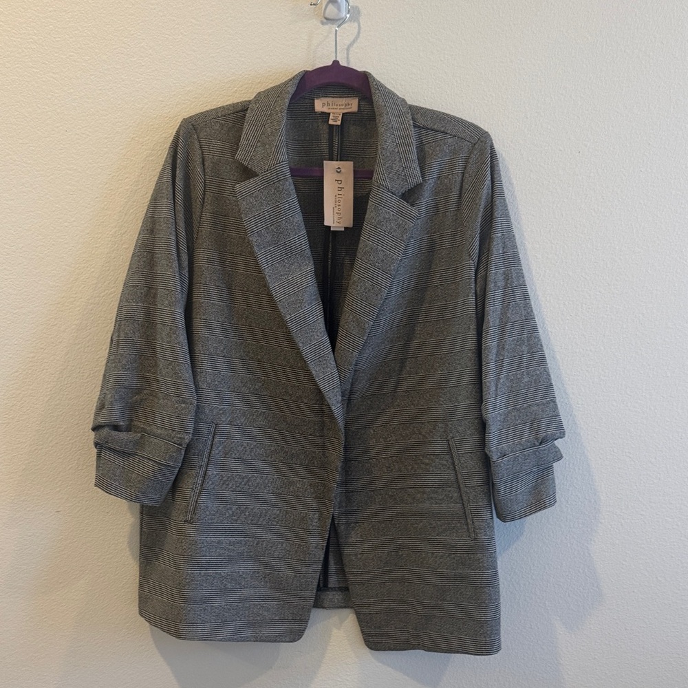 Philosophy Blazer - Box Plaid Blk/Grey Plus size 1X